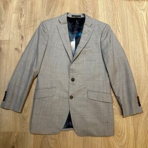 Indochino Mens Sz 37 Wool Cashmere Blazer Sport Coat 2 Button Gray  EUC